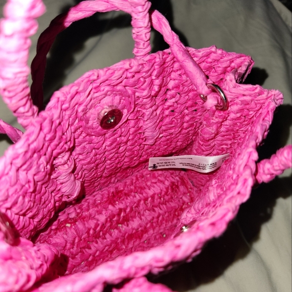 Urban Outfitters Pink Woven Wicker Crossbody w/ removable base - Picture 3 of 8